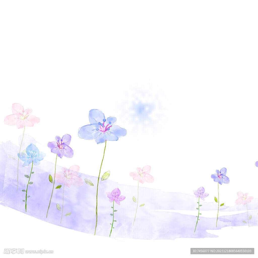 水彩紫色花卉花束挂画装饰画