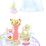 水彩花卉甜品挂画装饰画