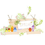 水彩小房子绿植挂画装饰画
