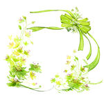 绿色水彩植物蝴蝶节挂画