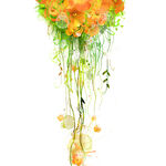 抽象水彩树枝花球挂画装饰画