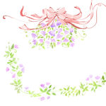 水彩花枝花卉蝴蝶结挂画