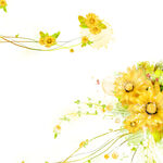 黄色花卉花藤挂画装饰画