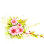 绿叶粉色花卉挂画装饰画