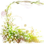水彩小白花朵植物挂画装饰画