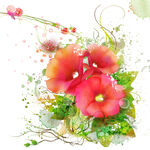 唯美红色花朵花藤挂画装饰画