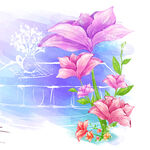 紫色花卉花枝挂画装饰画