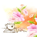 咖啡花卉水彩挂画装饰画