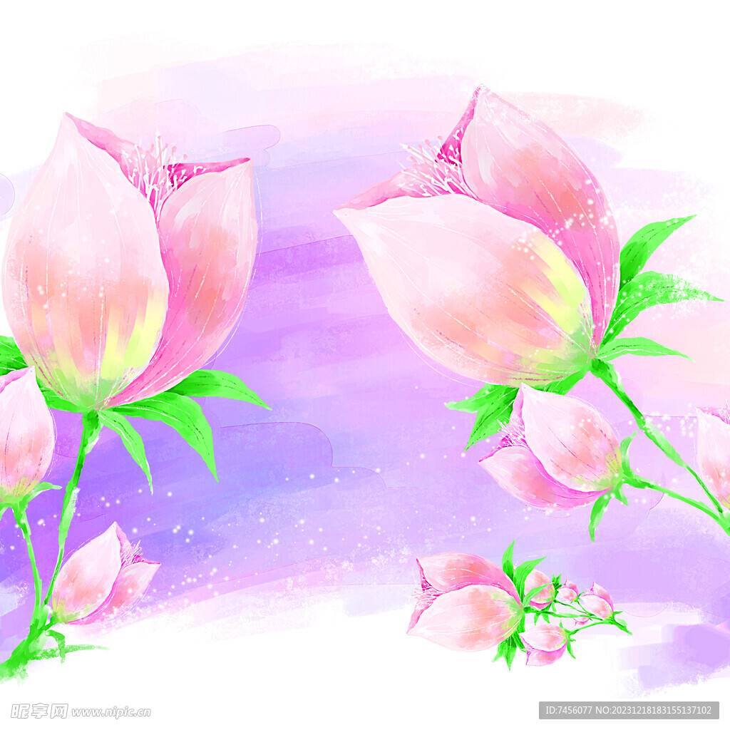 唯美粉色花卉挂画装饰画