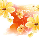 小黄花水彩挂画装饰画