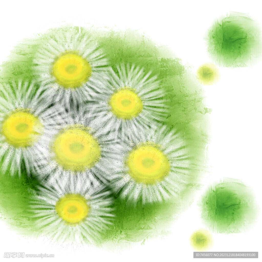 水彩花朵绿色斑点挂画装饰画