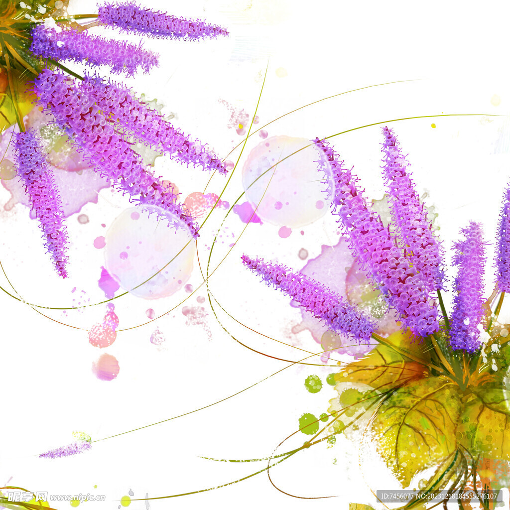 唯美紫色花卉花束挂画装饰画