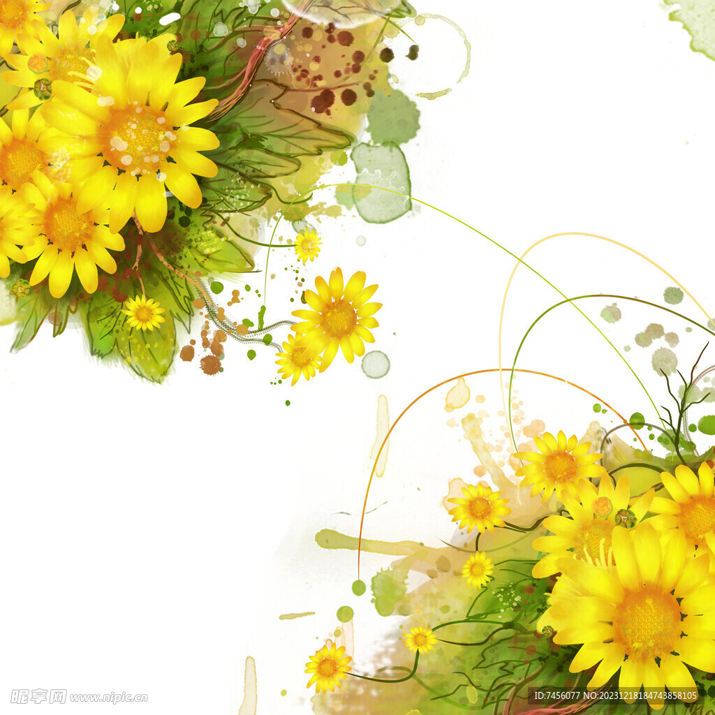唯美黄色花卉植物挂画装饰画