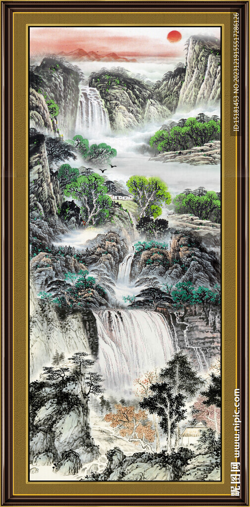 招财山水画 