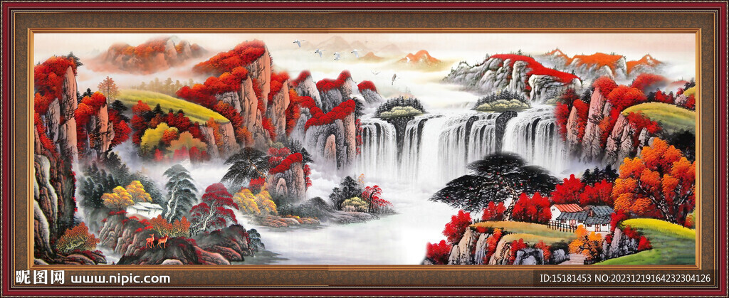 聚宝盆山水画 