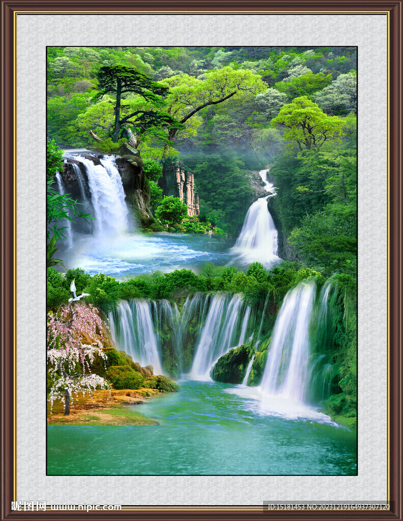 聚宝盆山水画 