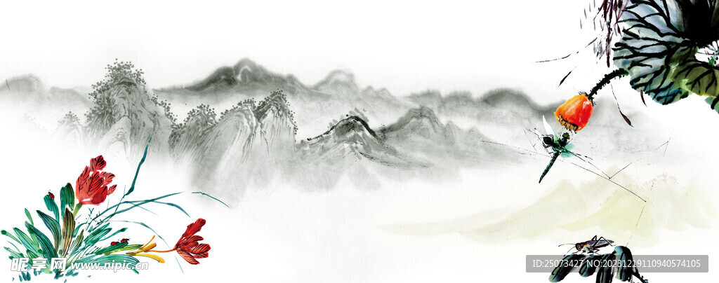 墙绘  标语口号  山水  