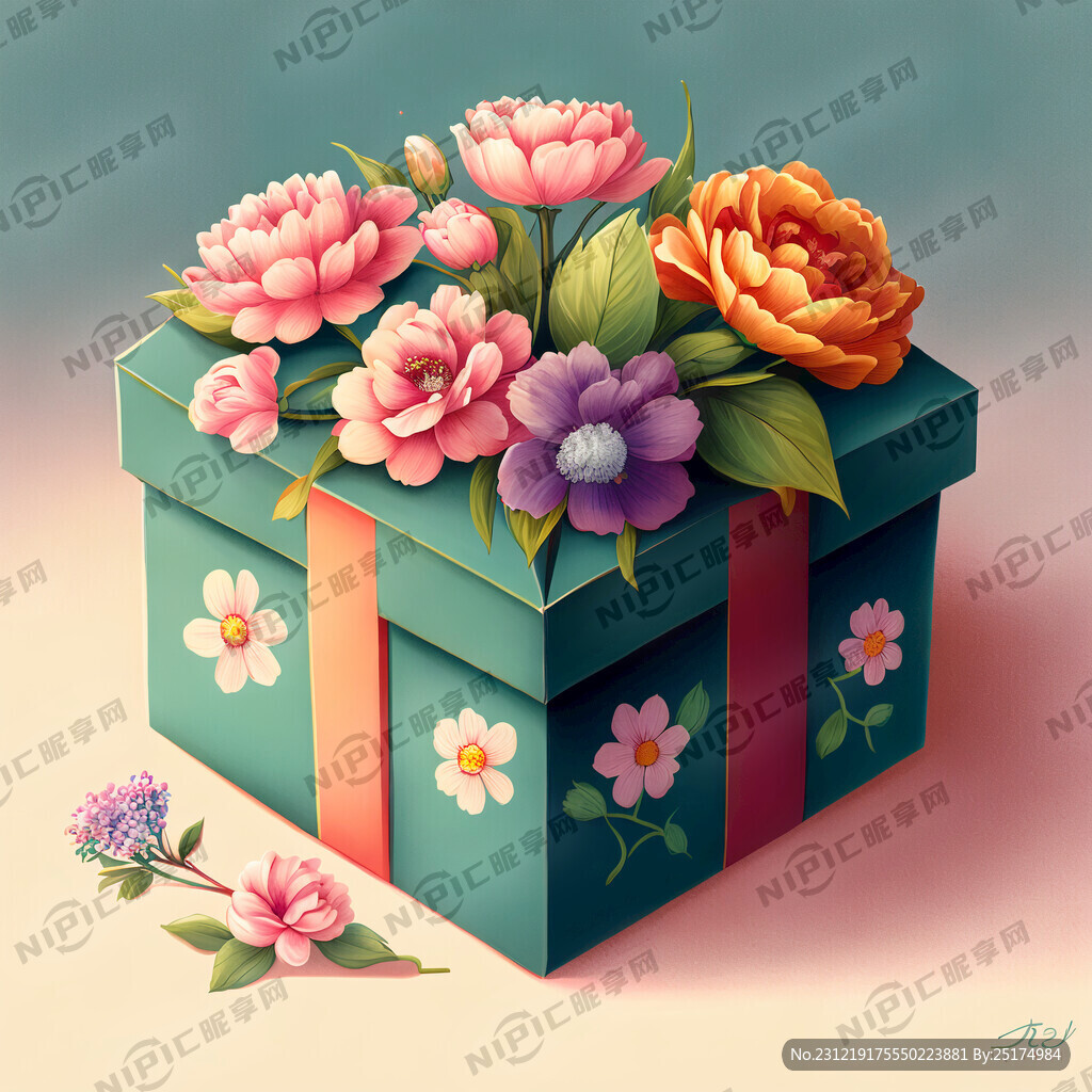 鲜花礼盒 喜庆 手绘 层次感