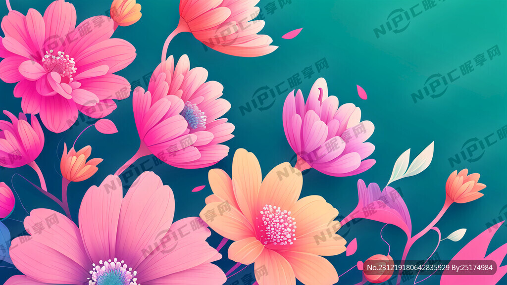 花背景 喜庆 色彩鲜艳 粉色