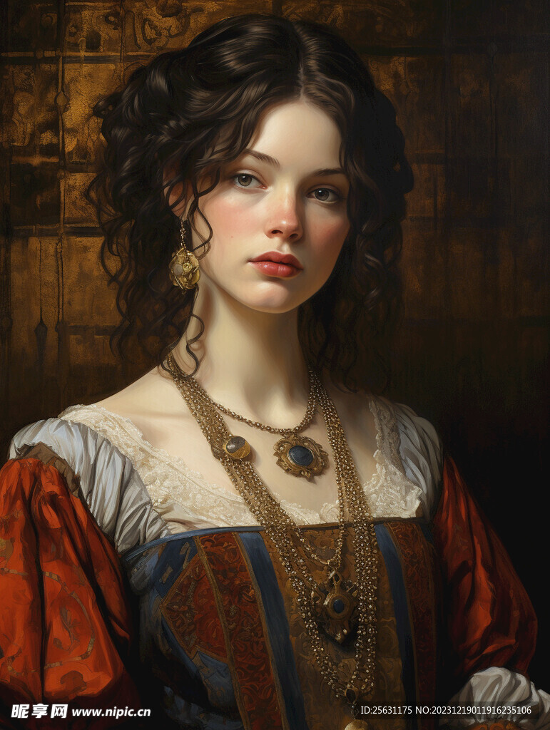 油画中世纪女孩