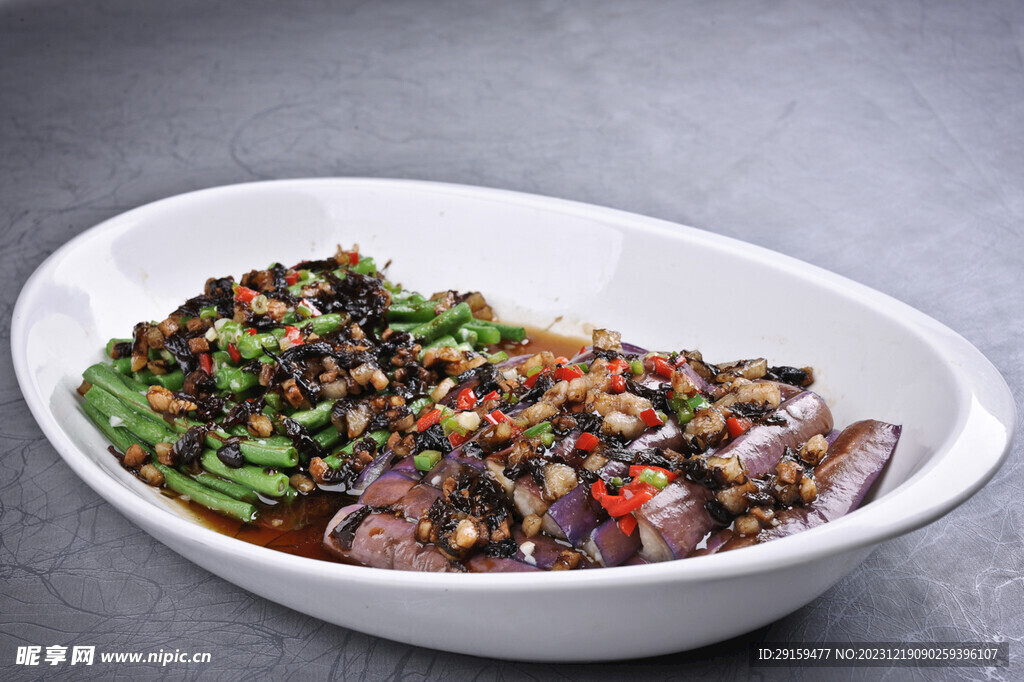 榄菜肉松蒸双蔬