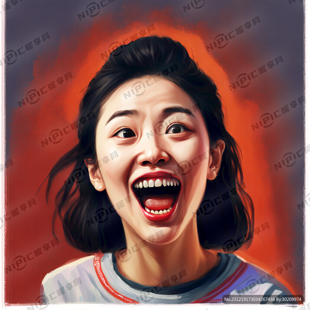 画一张正面的笑脸 表情比较吃惊