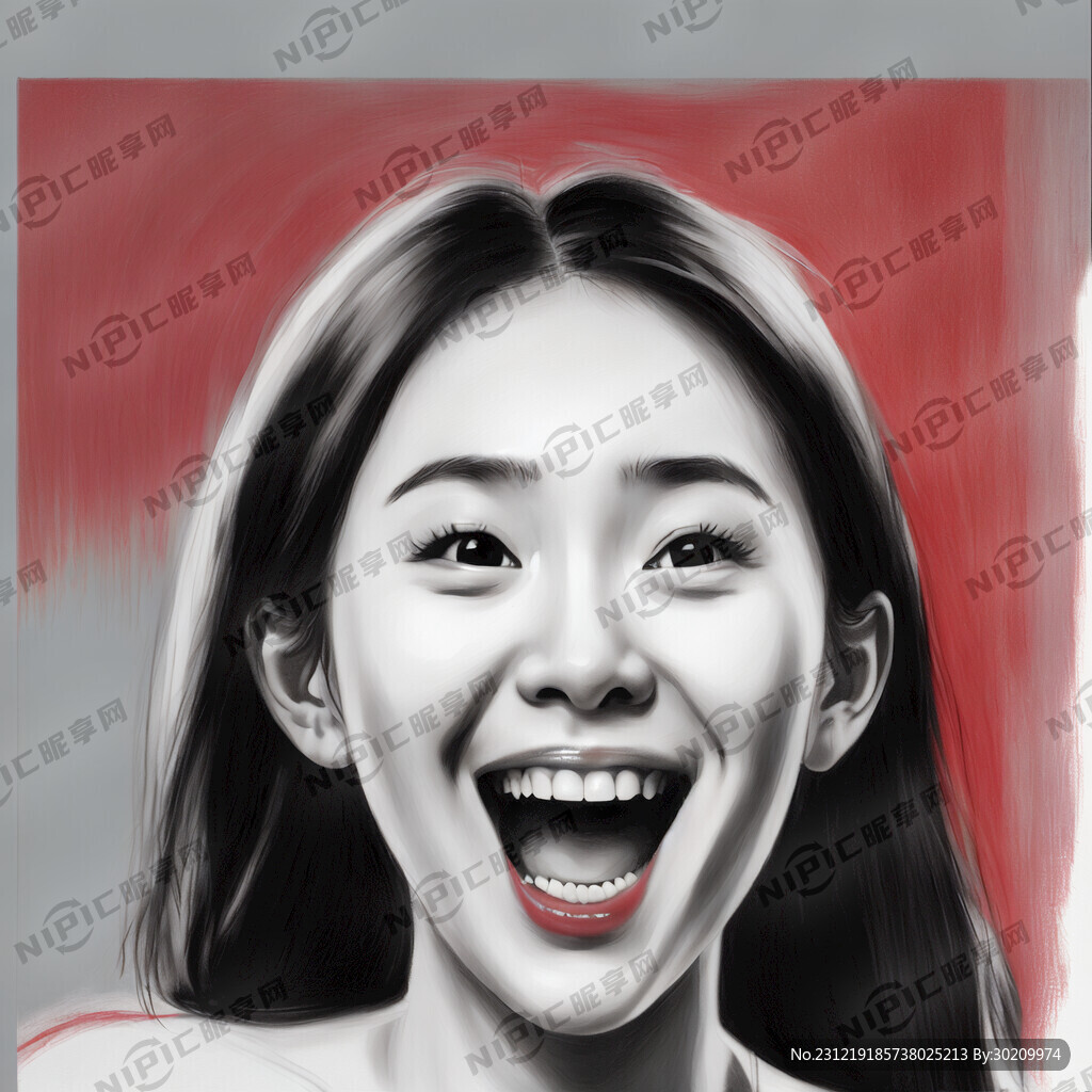 画一张漂亮的正面笑脸 嘴巴张开