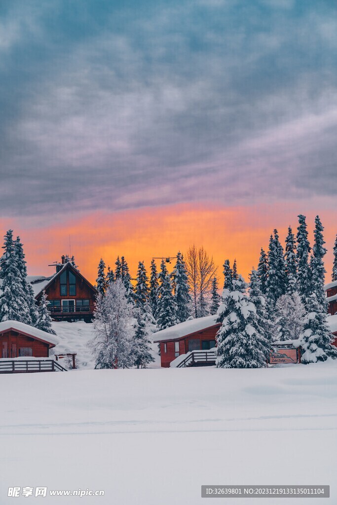 雪中夕阳