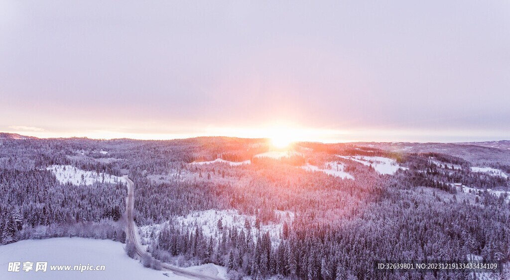 雪中夕阳