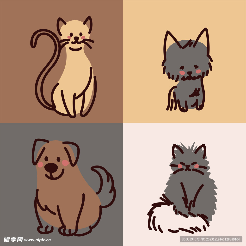 猫与狗插画