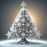 由雪花和很多钻石组成的圣诞树