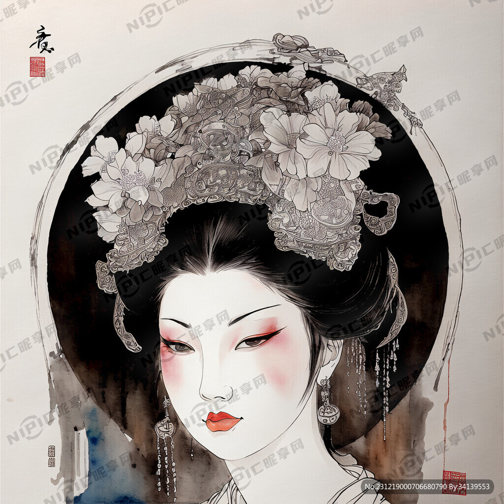 唐白居易人物线描