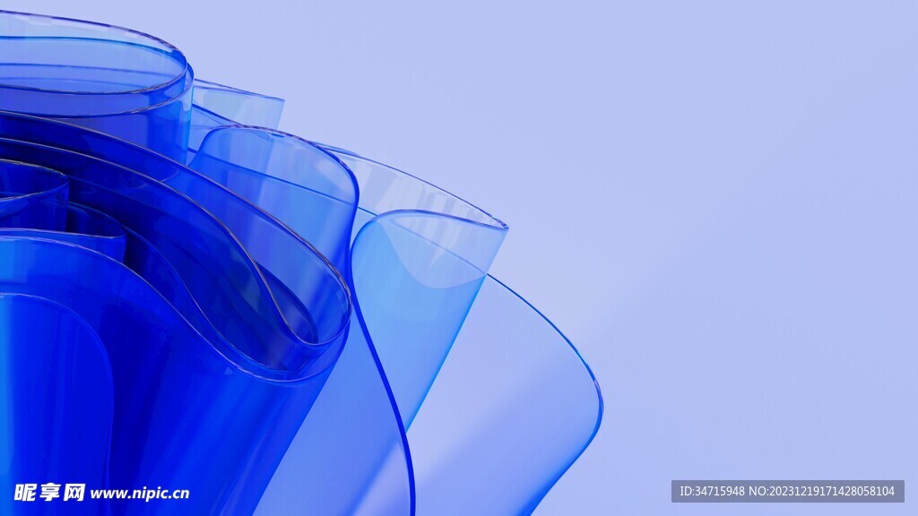 蓝色玻璃抽象立体造型