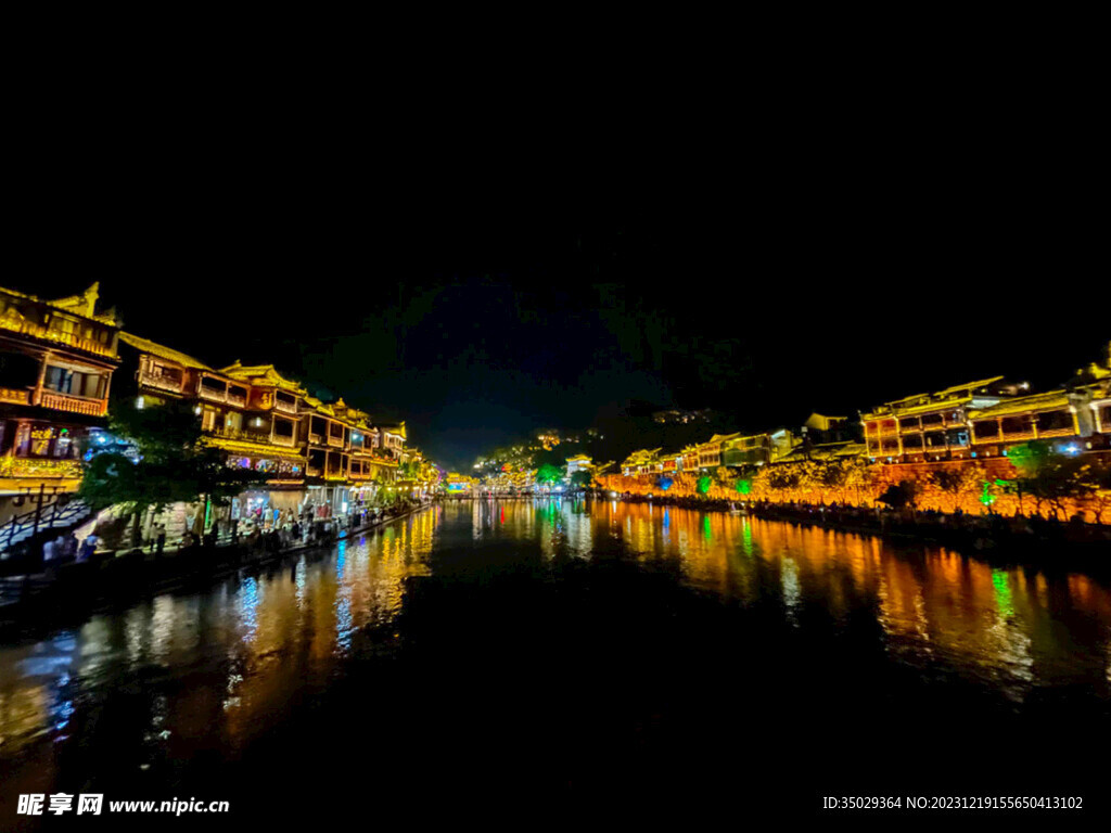 凤凰古城湖南湘西旅游景点夜景