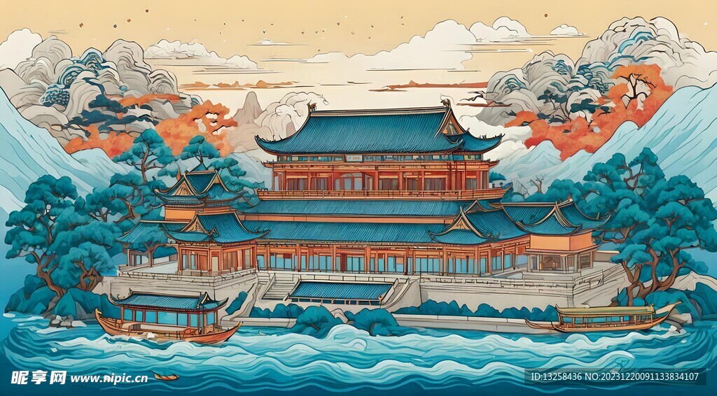 彩色风景插画