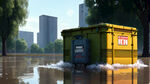 防水型箱式变电站在城市公园内涝水漫过半米高时的场景