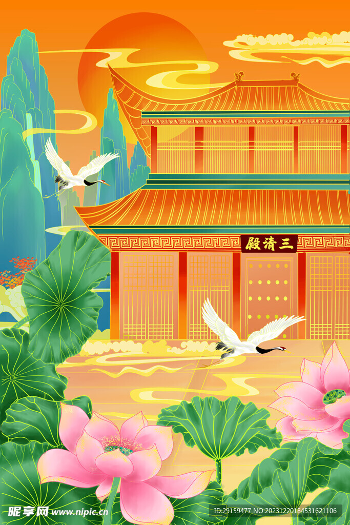        国潮古塔建筑  