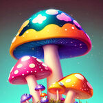 星光闪闪绚丽多彩的可爱蘑菇群