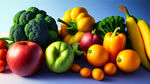 水果和蔬菜，完美光影，高清，丰富色彩，有食欲，逼真效果