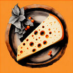 奶酪圣诞节，硬质奶酪，雕刻，美国，橙色背景，高级，质感，节日气氛，