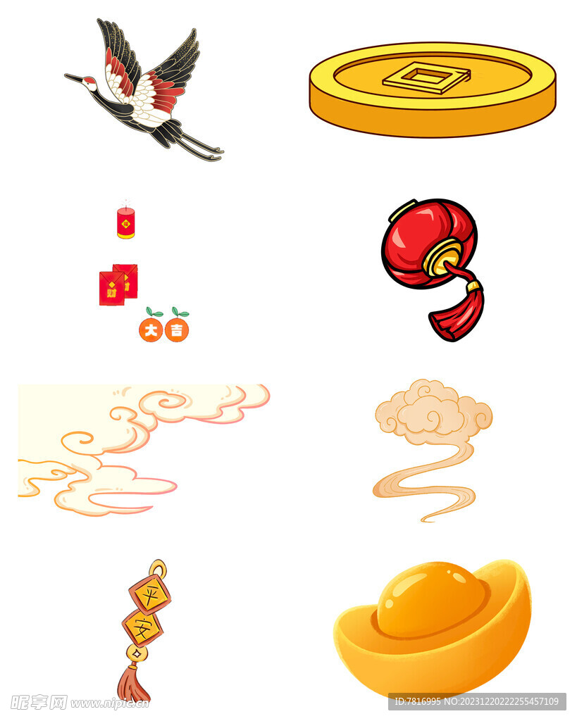 仙鹤铜钱云纹