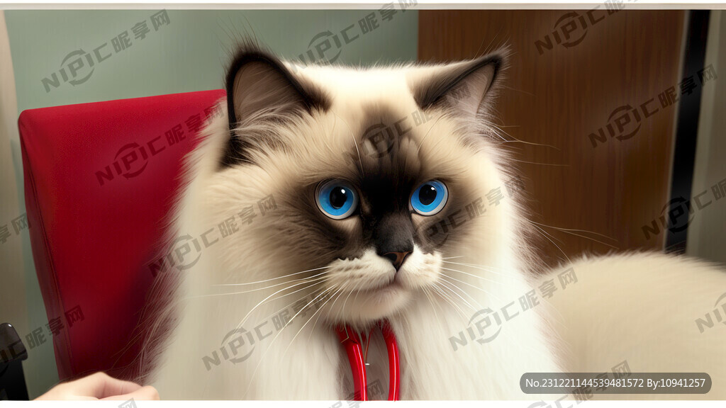 一直毛色漂亮的布偶猫正在跟接受