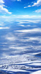 阳光明媚，地上积雪，蓝天白云，俯视视角，广角镜头，高清画质，细节精致