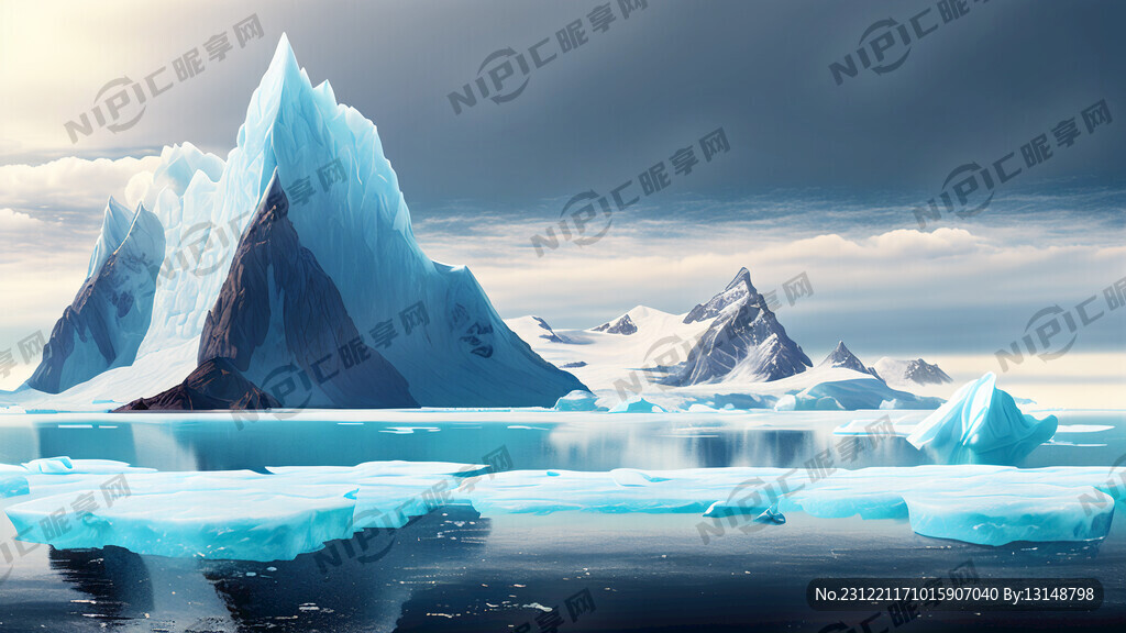 辽阔的天空 下面是远处的冰山