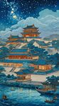 彩色建筑插画