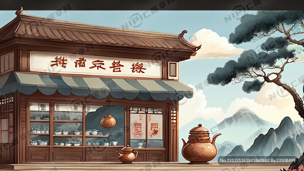 生成一个茶店门头 店名云华茗茶