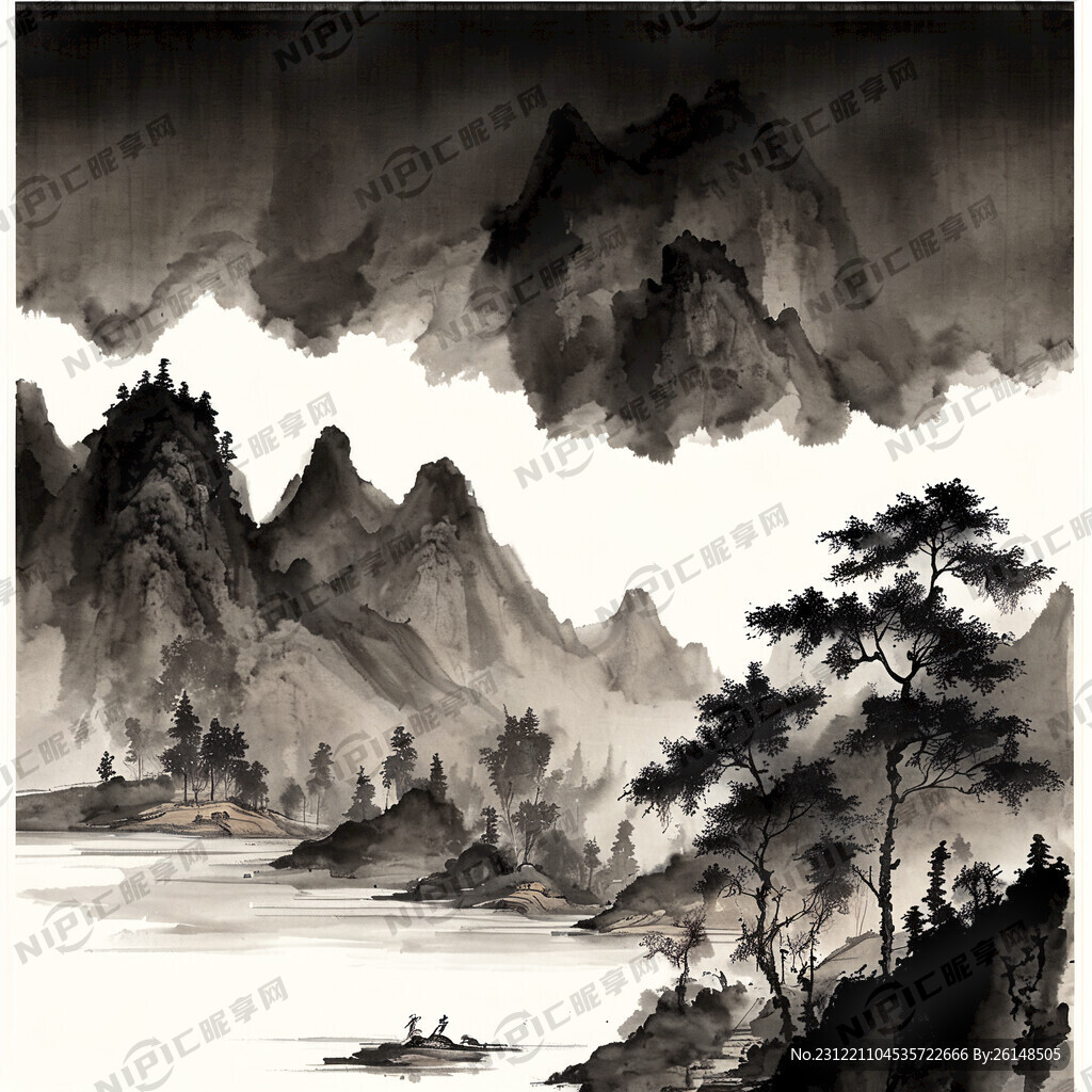 高原 山水 水墨
