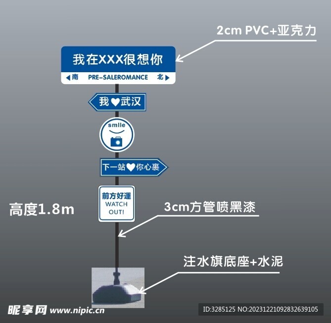 网红拍照指示牌.