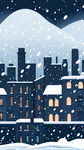 大雪纷飞 城市背景 
简洁明了的冬至祝福插画