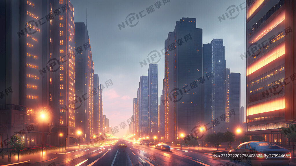 现代城市 万家灯火 喜气洋洋